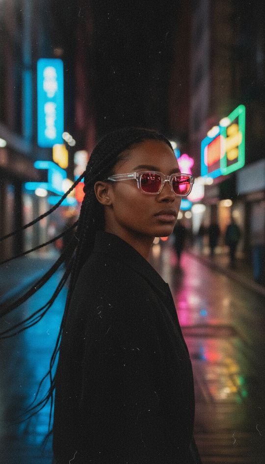 Wearing Amber on a city street at night